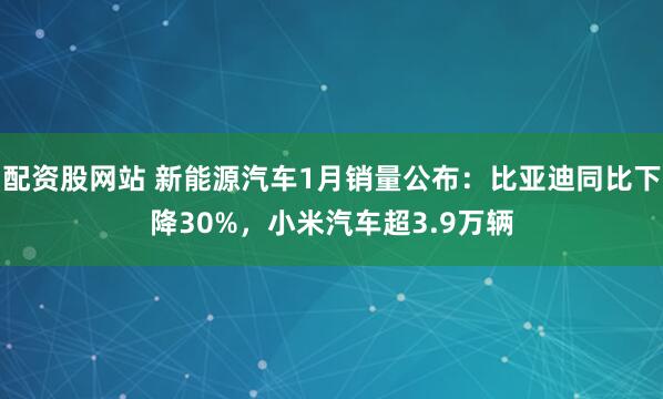 配资股网站 新能源汽车1月销量公布：比亚迪同比下降30%，小米汽车超3.9万辆